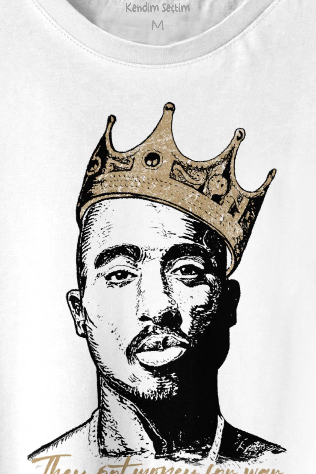 Tupac Hip Hop Rap Music 2Pac Baskılı Beyaz Tişört Unisex (1)