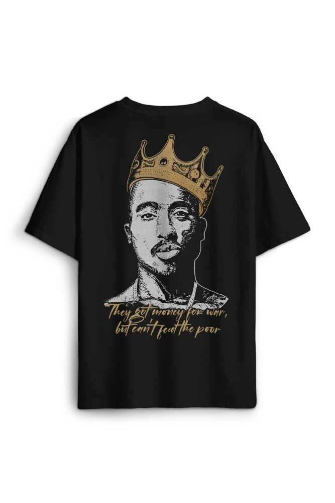 Tupac Hip Hop Rap Music 2Pac Sırt Ön Baskılı Oversize Tişört Unisex