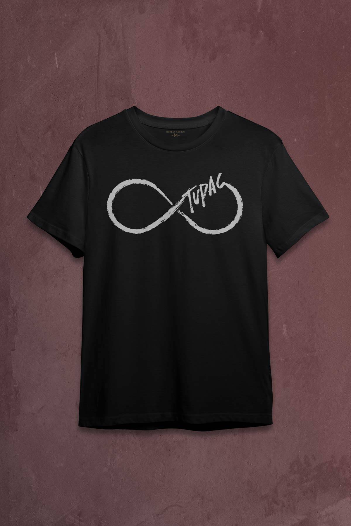 Tupac Shakur Sonsuzluk Makaveli Cartoon 2Pac Baskılı Siyah Tişört Unisex