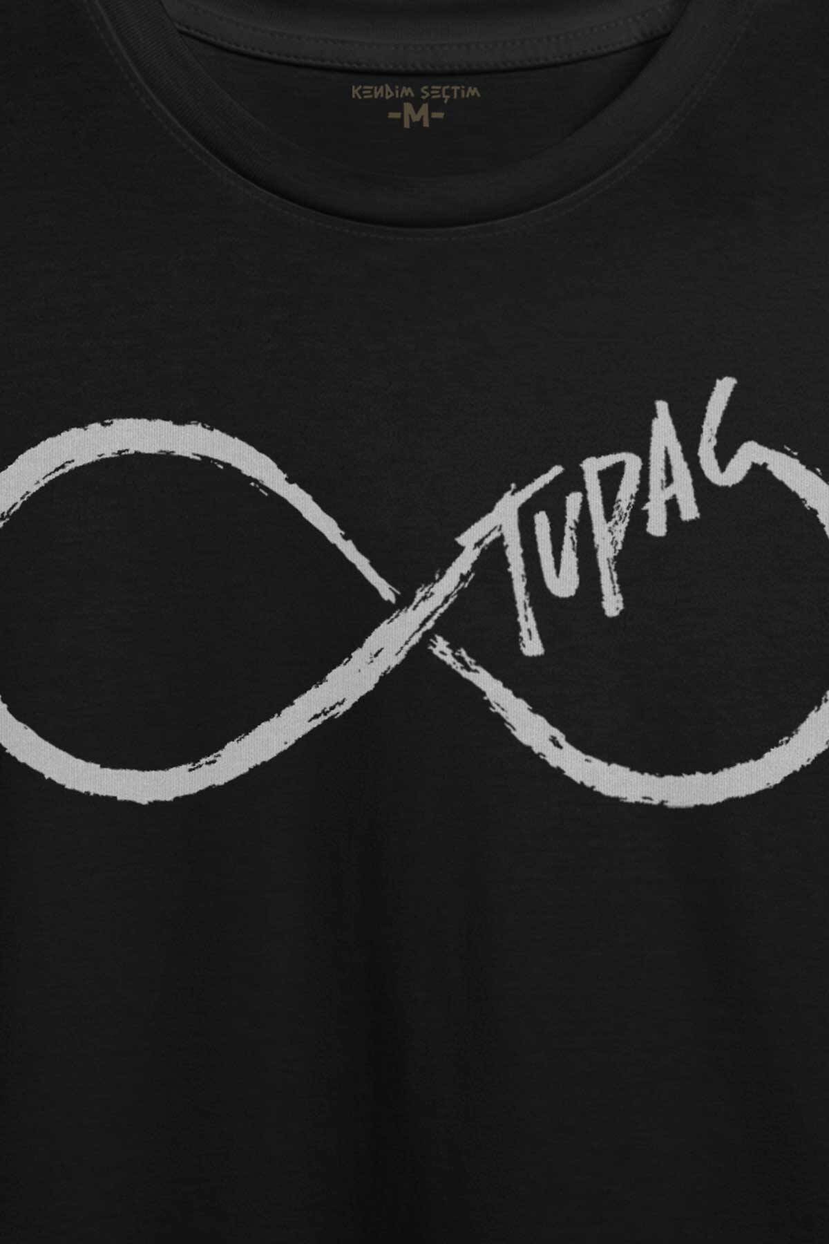 Tupac Shakur Sonsuzluk Makaveli Cartoon 2Pac Baskılı Siyah Tişört Unisex (1)