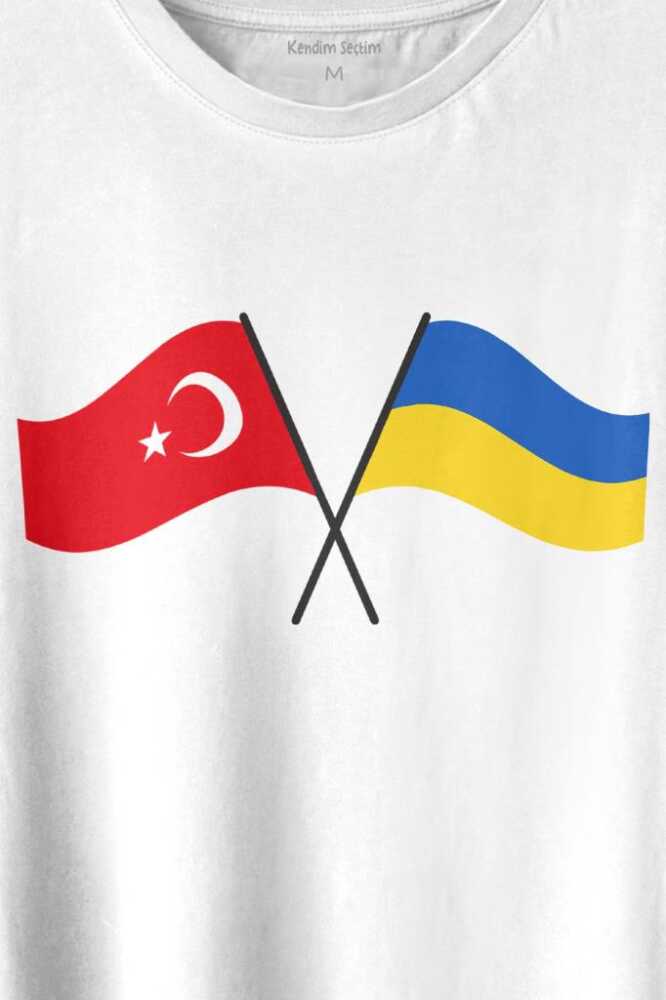 Turkey And Ukraine Türkiye Ve Ukrayna Dostluğu Savaşa Hayır Baskılı Tişört Unisex (1)
