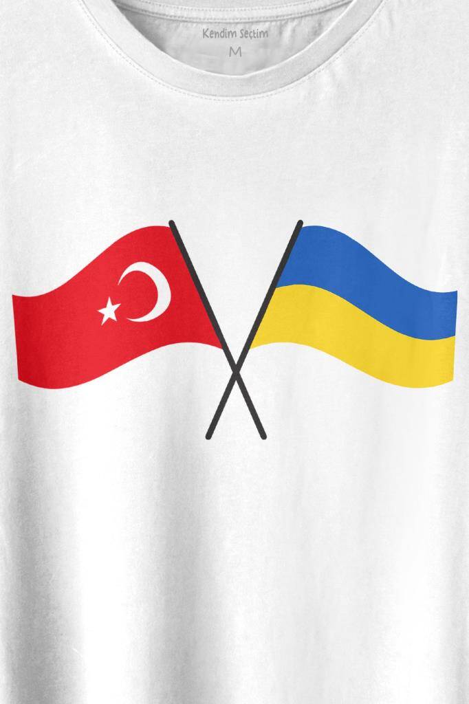 Turkey And Ukraine Türkiye Ve Ukrayna Dostluğu Savaşa Hayır Baskılı Tişört Unisex (1)