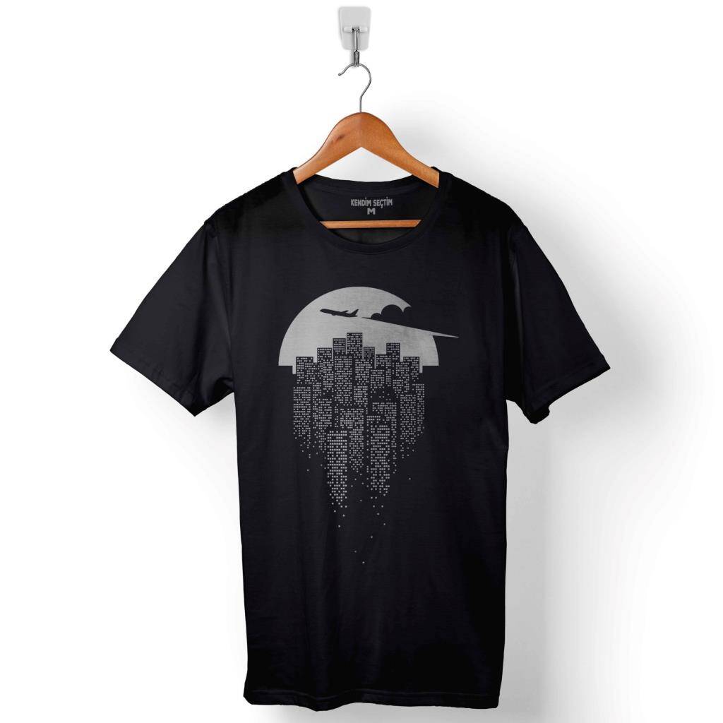 Uçak Yolculuk Seyahat Say Goodbye To The City Baskılı Tişört Unisex