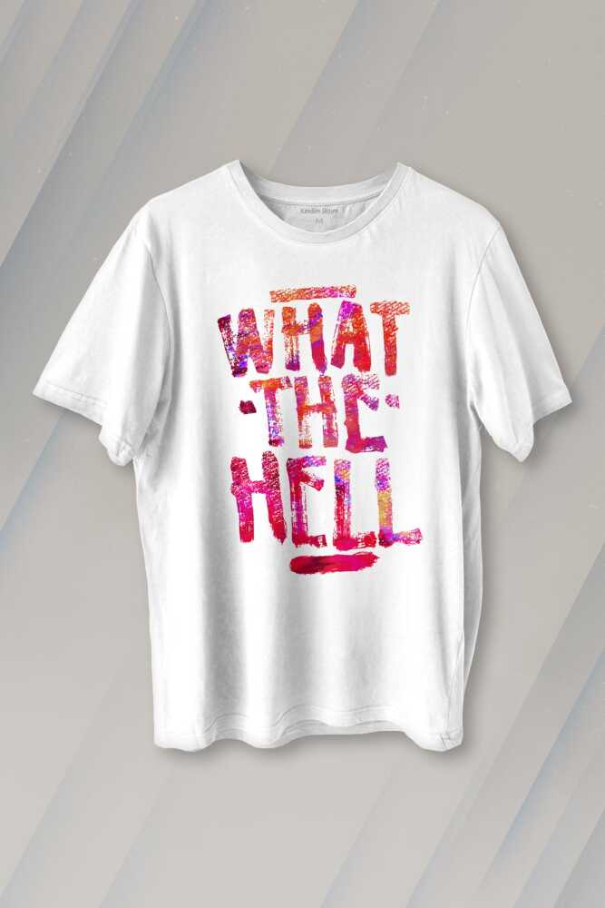 What The Hell Yazı Baskılı Beyaz Unisex Tişört - 1