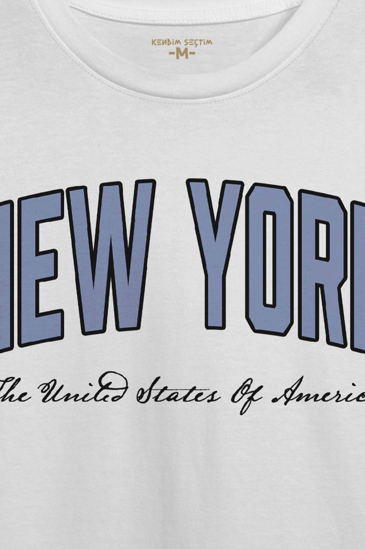 New York City Şehir Yazı Baskılı Unisex Beyaz Tişört (1)