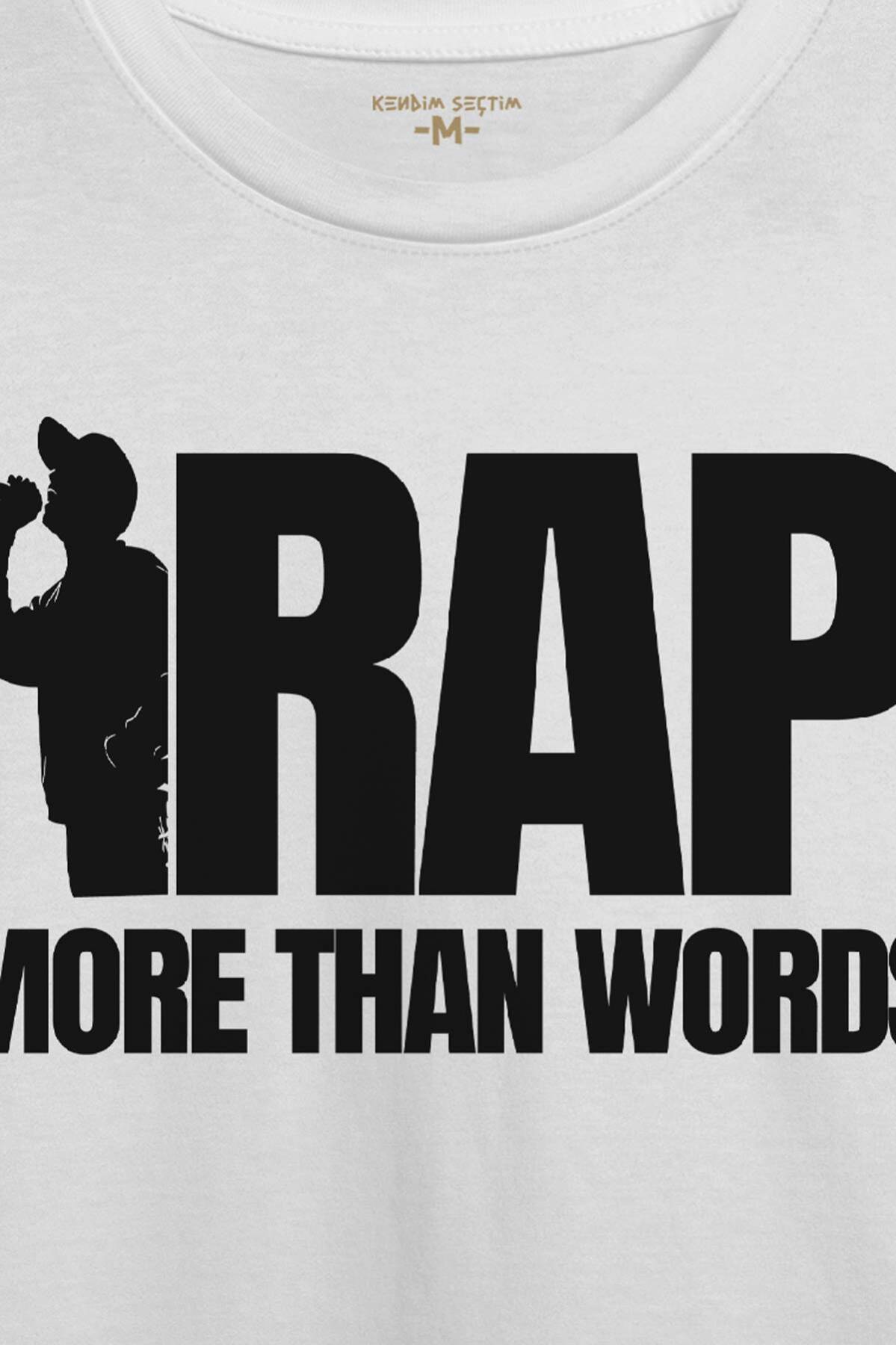 Unisex Beyaz Tişört RAP More Than Words Turkish Rap Hip Hop Eminem Tupac Baskılı T-shirt - 2