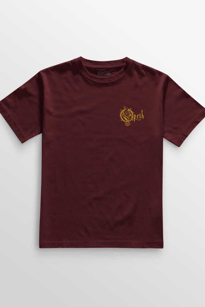 Unisex Bordo T-shirt Regular Fit Opeth Metal Music Minimal Ön Baskılı Tişört 