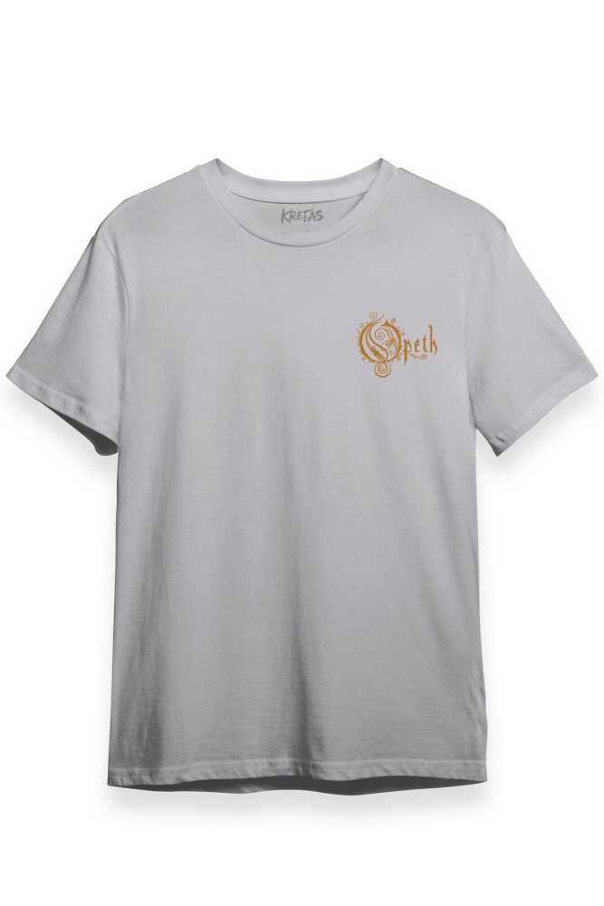 Unisex Gri T-shirt Regular Fit Opeth Metal Music Minimal Ön Baskılı Tişört - 1