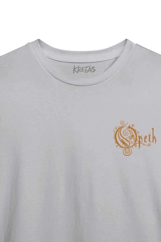 Unisex Gri T-shirt Regular Fit Opeth Metal Music Minimal Ön Baskılı Tişört - 2