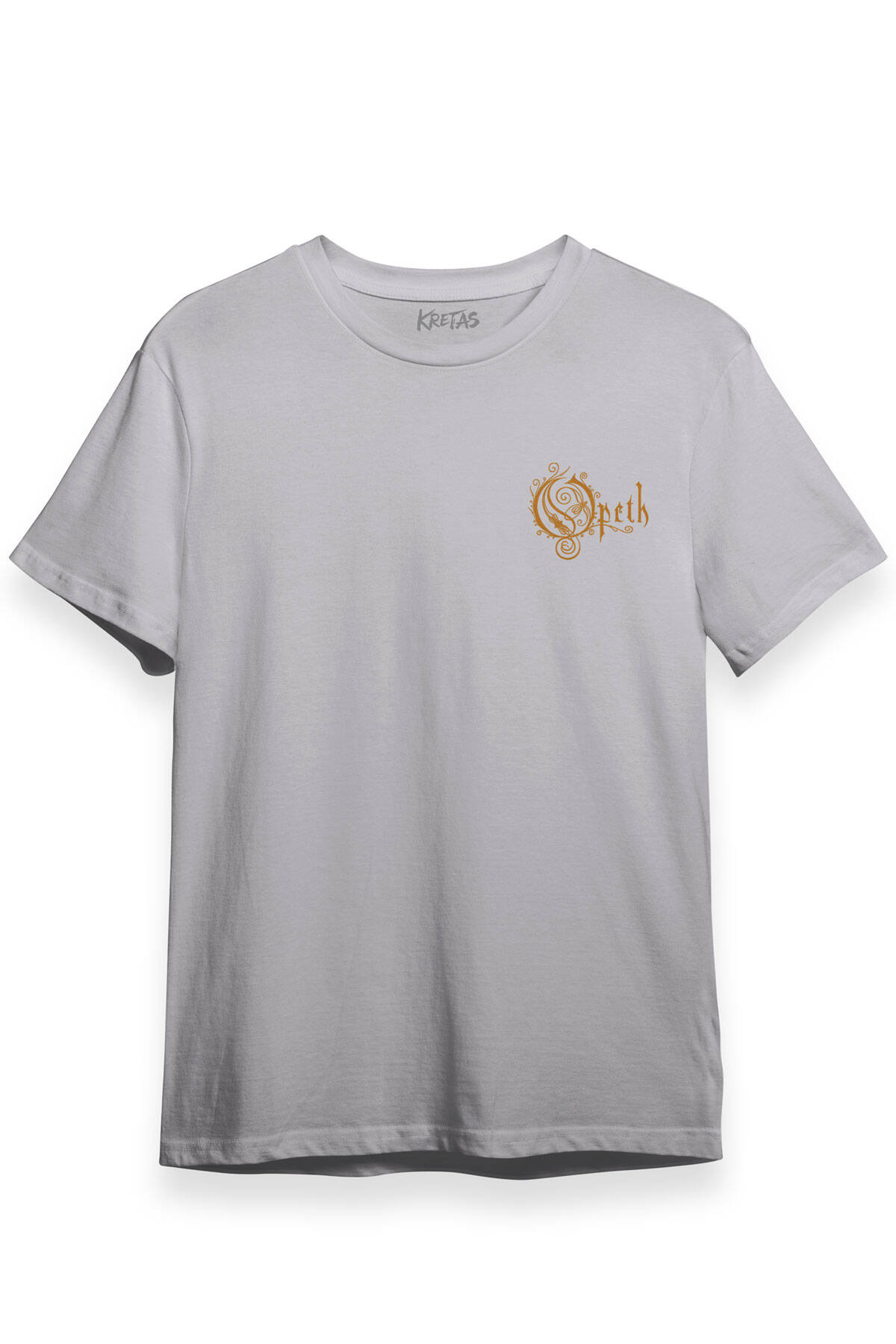 Unisex Gri T-shirt Regular Fit Opeth Metal Music Minimal Ön Baskılı Tişört