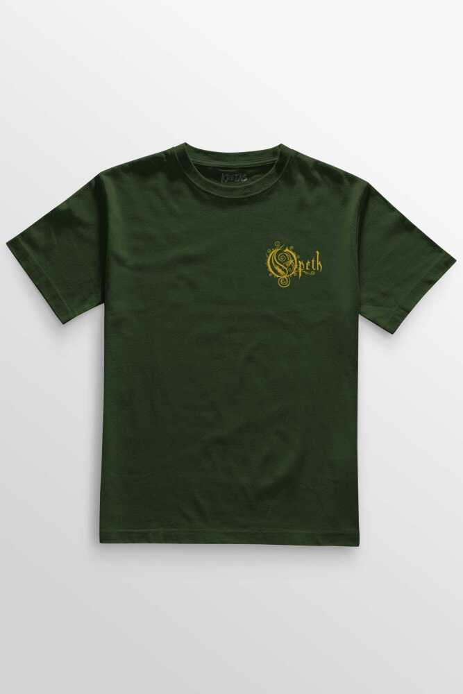 Unisex Haki T-shirt Regular Fit Opeth Metal Music Minimal Ön Baskılı Tişört 