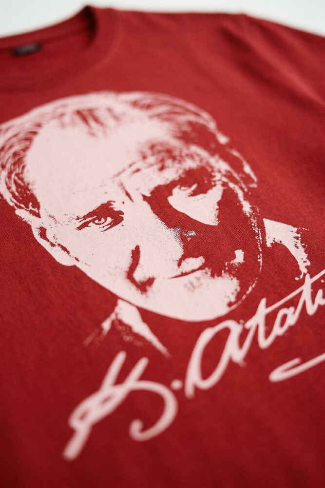 Unisex Kırmızı Mustafa Kemal Atatürk 23 Nisan 19 Mayıs Baskılı Çocuk Tişört (1)