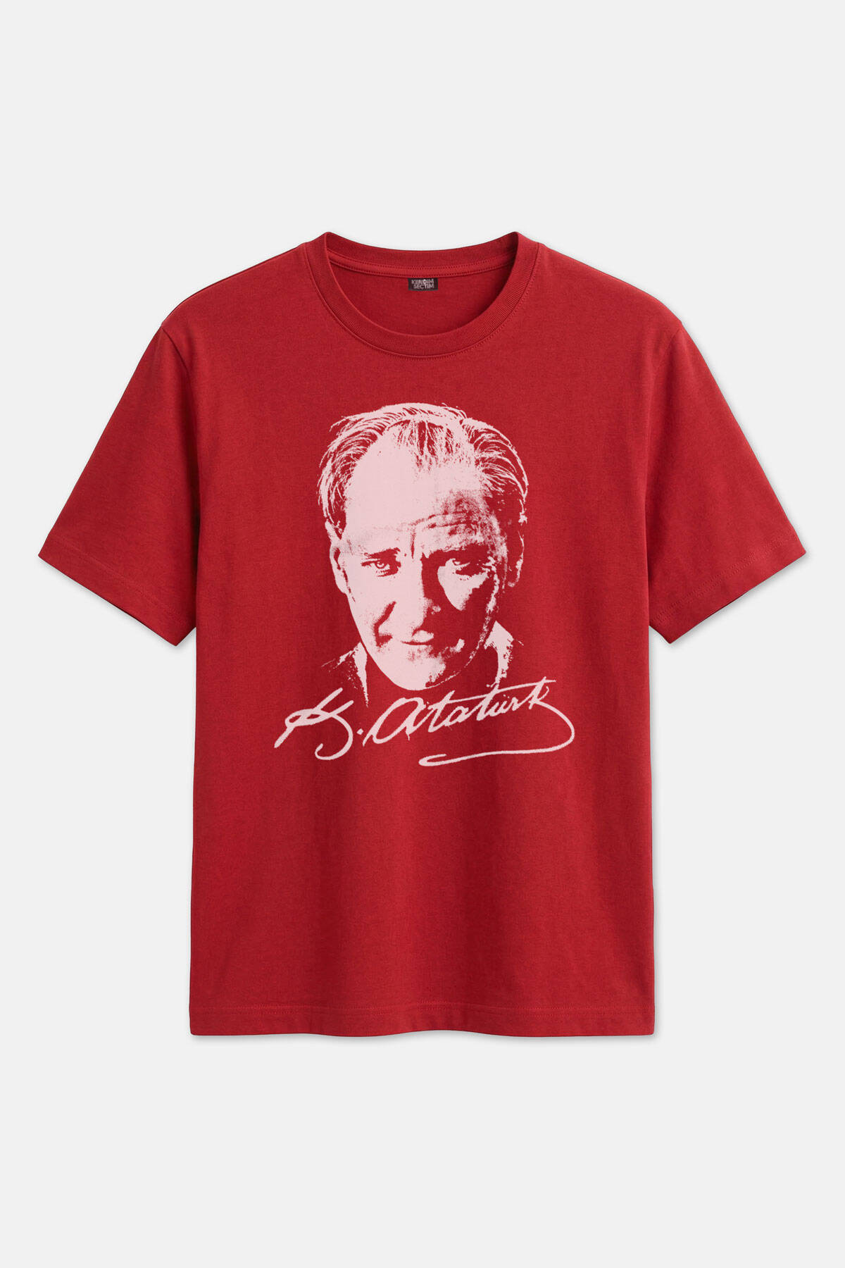 Unisex Kırmızı Tişört Mustafa Kemal Atatürk 23 Nisan 19 Mayıs Baskılı Regular Fit