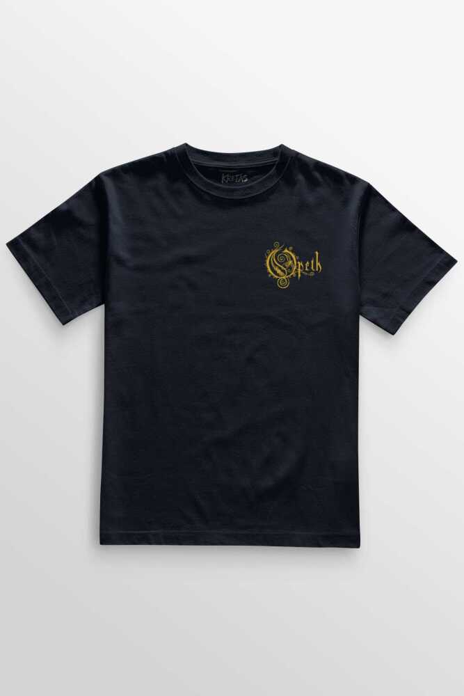 Unisex Lacivert T-shirt Regular Fit Opeth Metal Music Minimal Ön Baskılı Tişört 