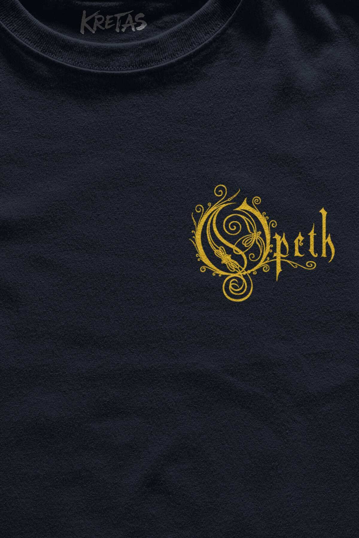 Unisex Lacivert T-shirt Regular Fit Opeth Metal Music Minimal Ön Baskılı Tişört (1)