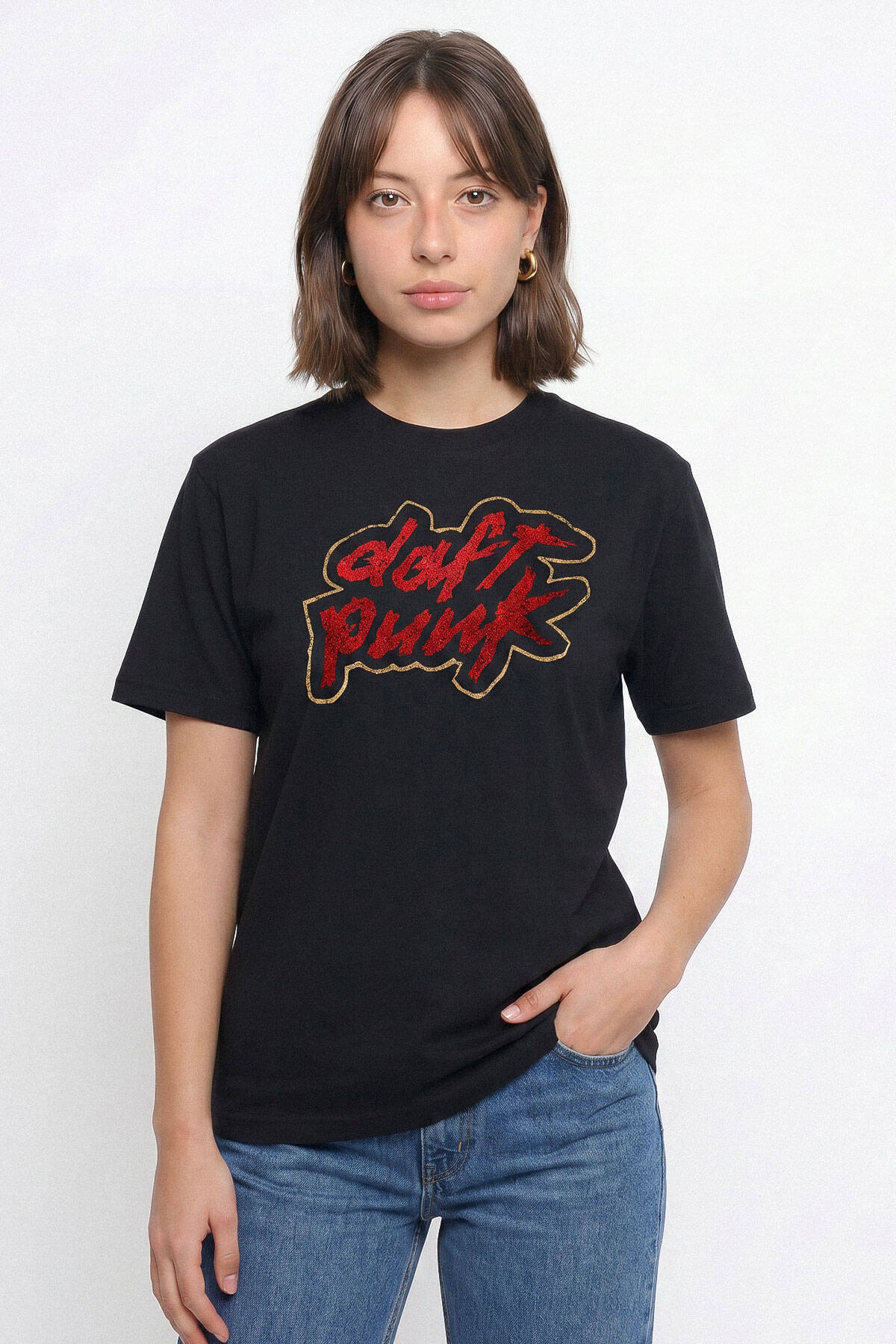 Daft Punk Electronic Music Müzik Siyah Baskılı Unisex Regular Tişört