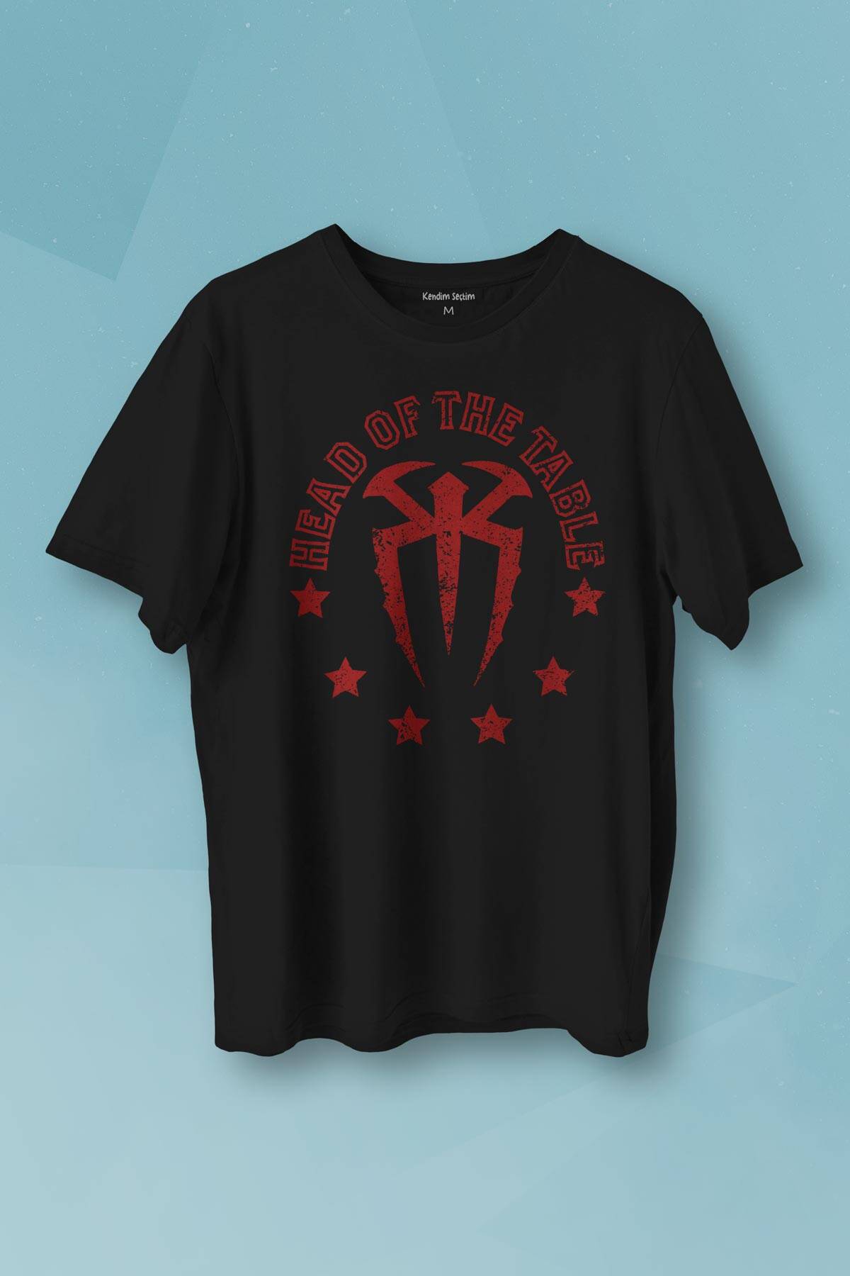Head Of The Table Roman Reigns Spor Boks Gym Baskılı Siyah Unisex Tişört - 1