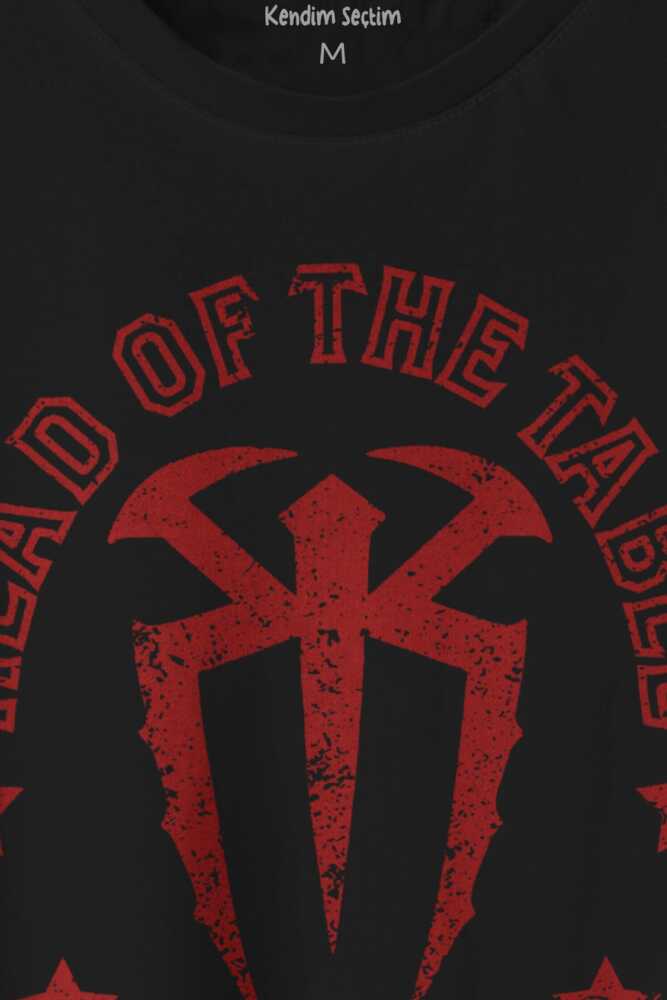 Head Of The Table Roman Reigns Spor Boks Gym Baskılı Siyah Unisex Tişört (1)