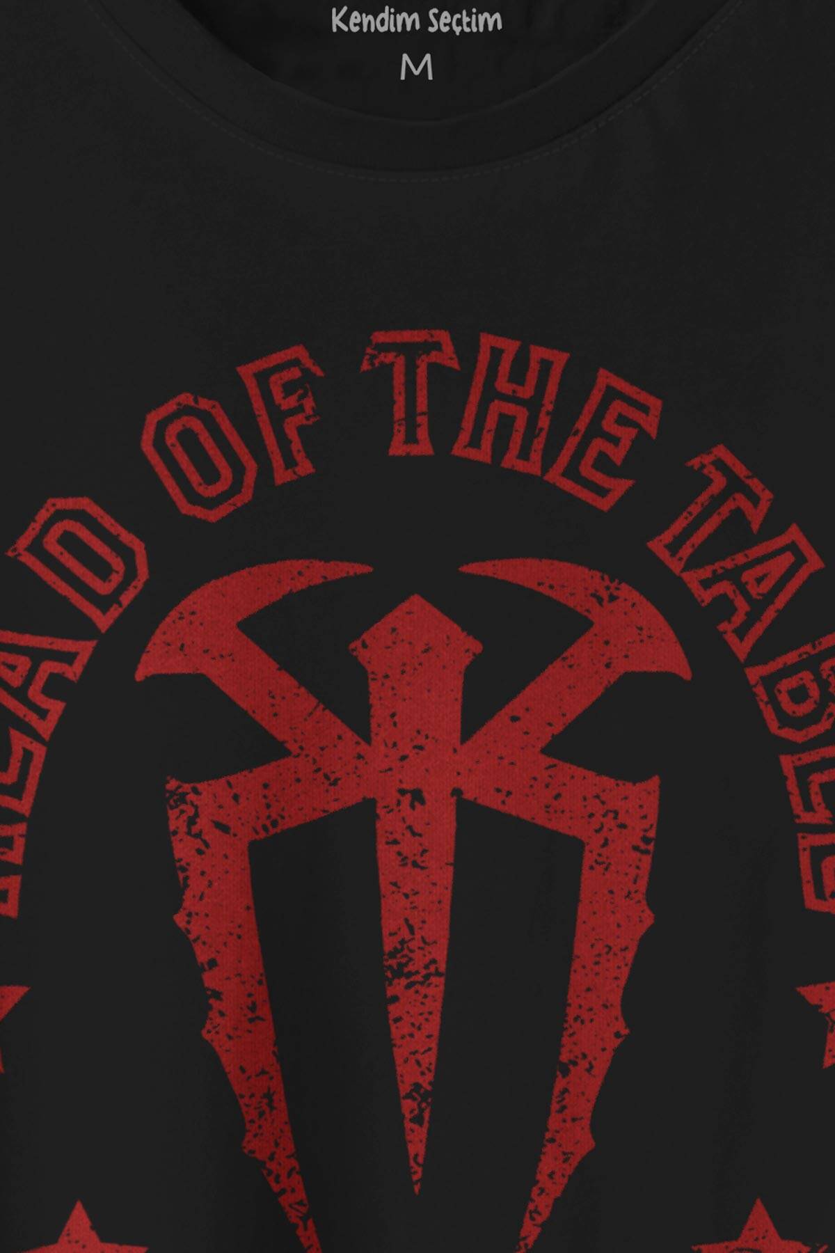 Head Of The Table Roman Reigns Spor Boks Gym Baskılı Siyah Unisex Tişört - 2
