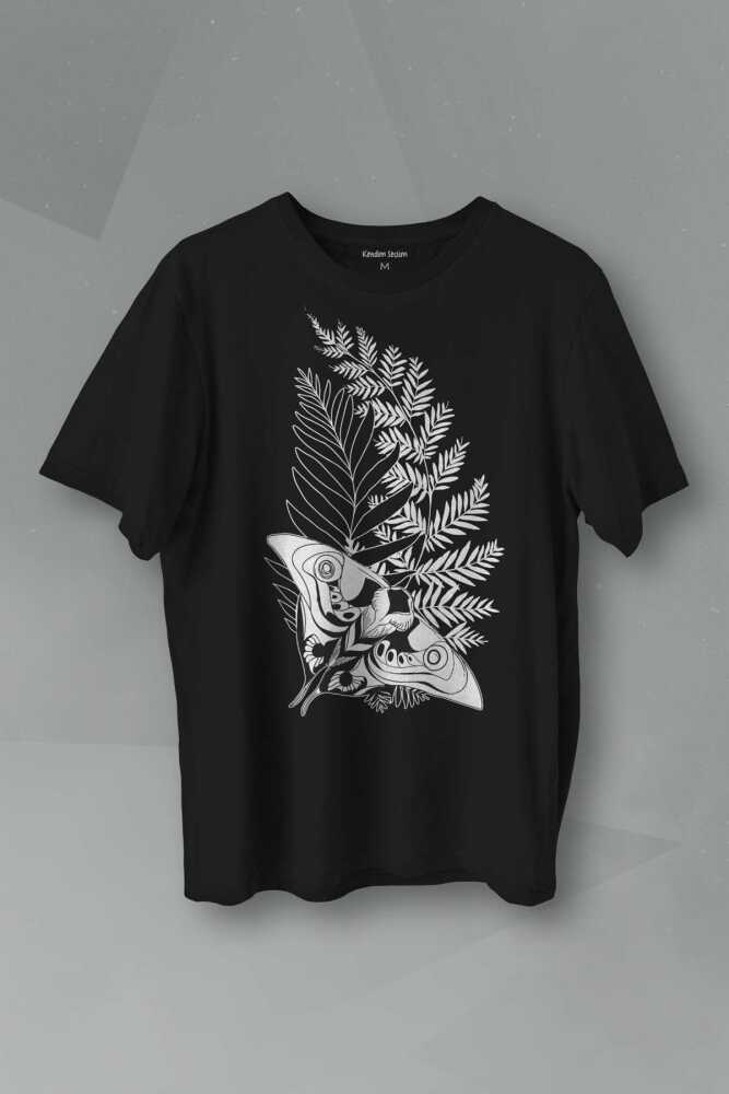 Unisex Siyah Tişört Firefly Last Of Us Kelebek Minimal Çizim Lineart Baskılı