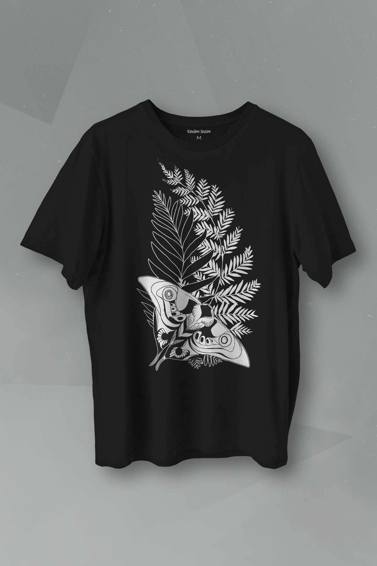 Unisex Siyah Tişört Firefly Last Of Us Kelebek Minimal Çizim Lineart Baskılı