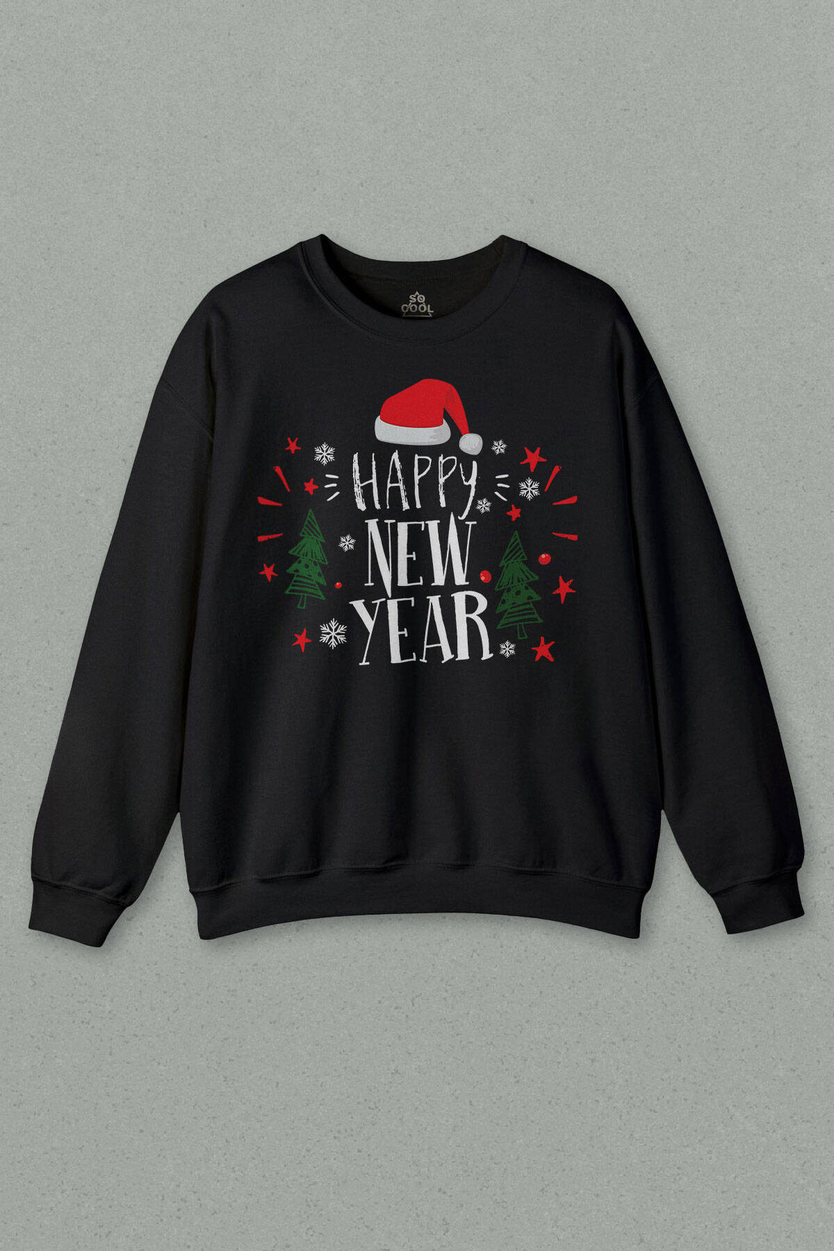 Unisex Sweatshirt Happy New Year Yeni Yıl Hediye Noel Yılbaşı Baskılı Sweat - 1