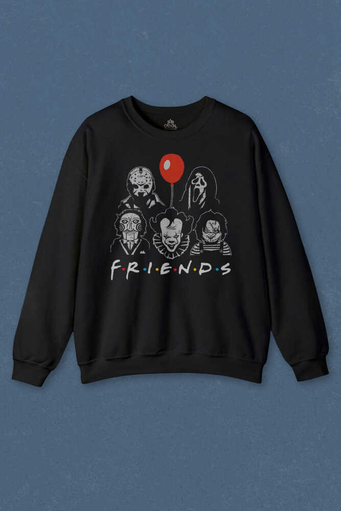 Unisex Sweatshirt Korku Film Friends Halloween Cadılar Bayramı Baskılı Sweat