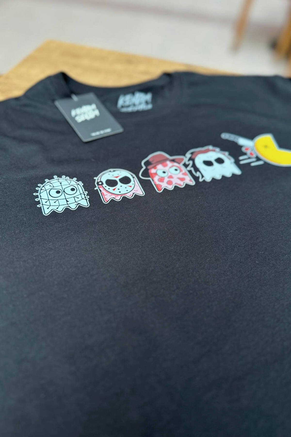 Unisex T-shirt Among Us Pacman Hallowen Korku Film Oyun  Siyah Baskılı Tişört - 6