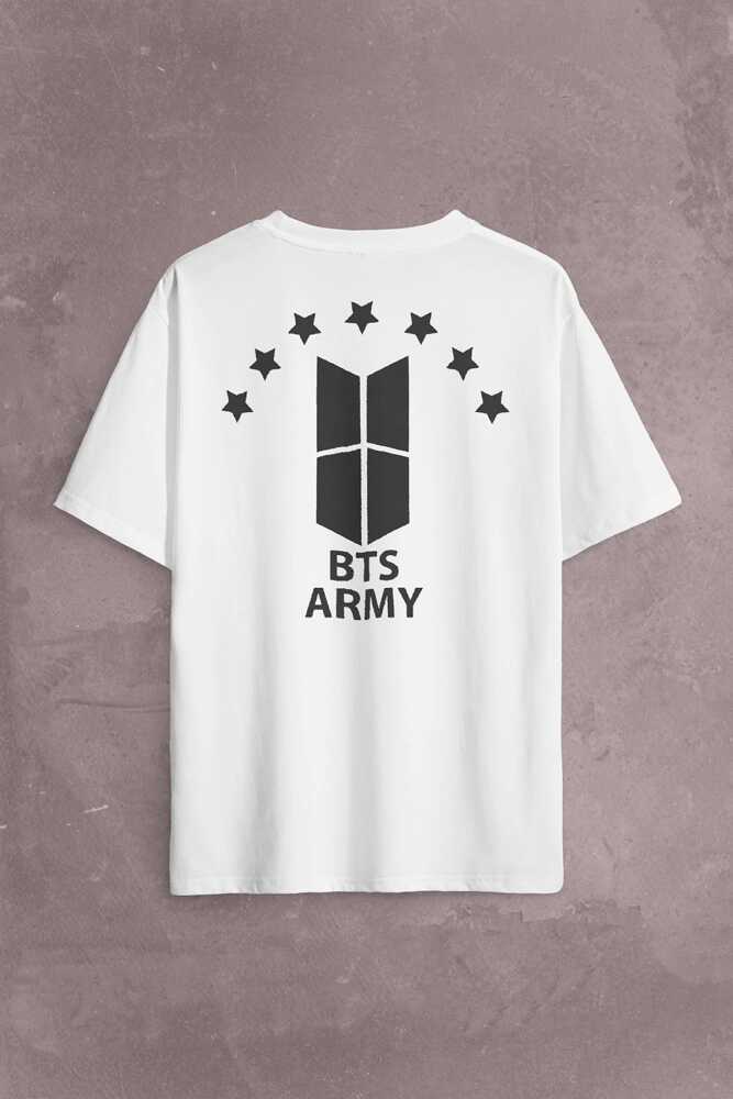 Unisex T-Shirt Bangtan Boys Army Bts Stars Yıldız Sırt Ön Baskılı Oversize Tişört (1)