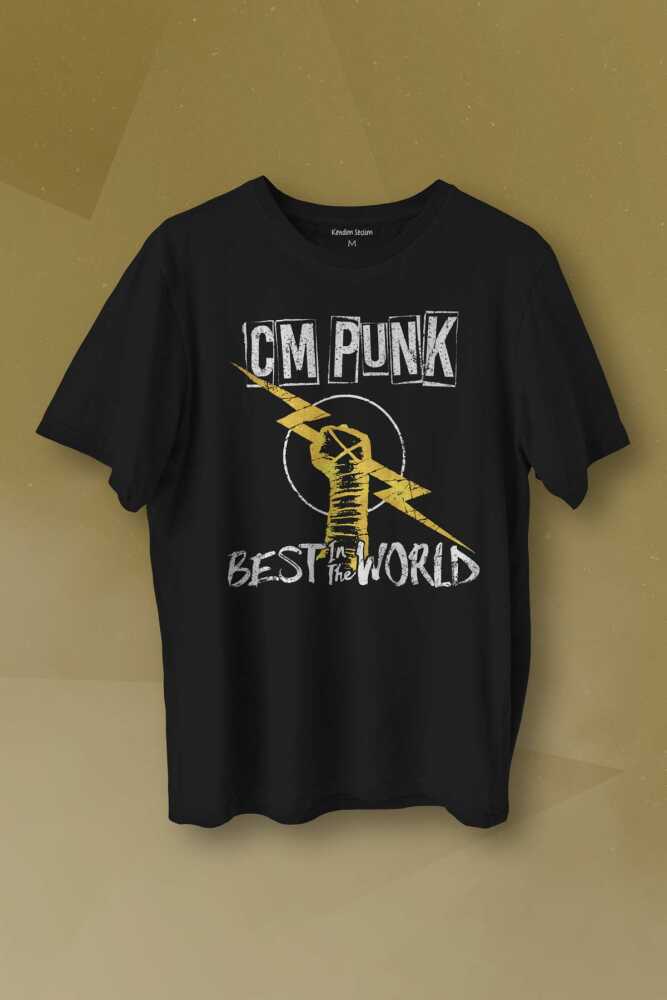 Best In The World CM Punk Karma Dövüş Cmpunk Gym Spor Siyah Baskılı Unisex Tişört