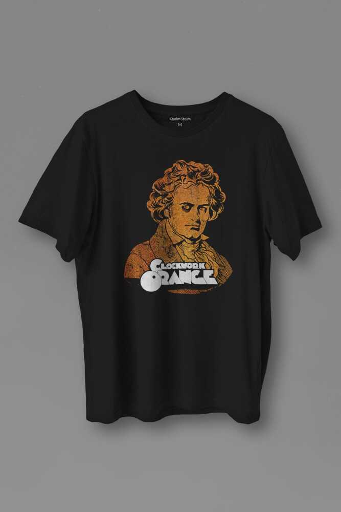 Clockwork Orange Otomatik Portakal Kitap Film Baskılı Siyah Unisex Tişört