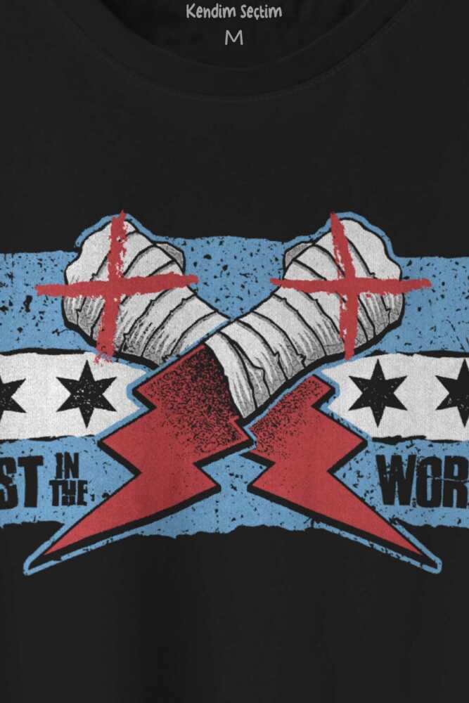 Eldiven Blue Flag CM Punk Fitness Dövüş Boks Gym Spor Baskılı Siyah Unisex Tişört (1)