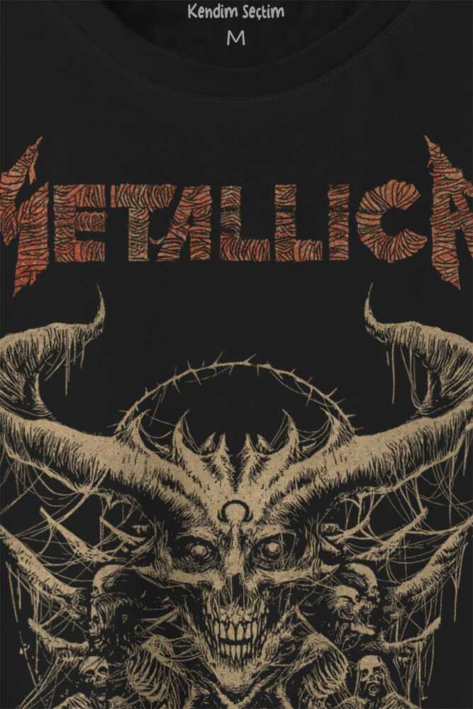 Metallica Sargı Canavar Skull Vintage Korku Siyah Baskılı Unisex Tişört (1)