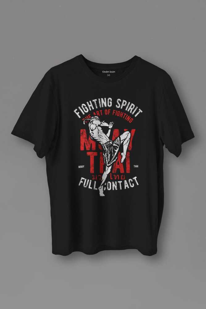 Muay Thai Fight The Art Of Fighting Dövüş Siyah Baskılı Unisex Tişört