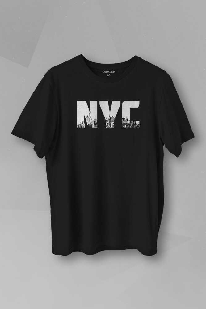 NYC New York City Siyah Baskılı Unisex Tişört