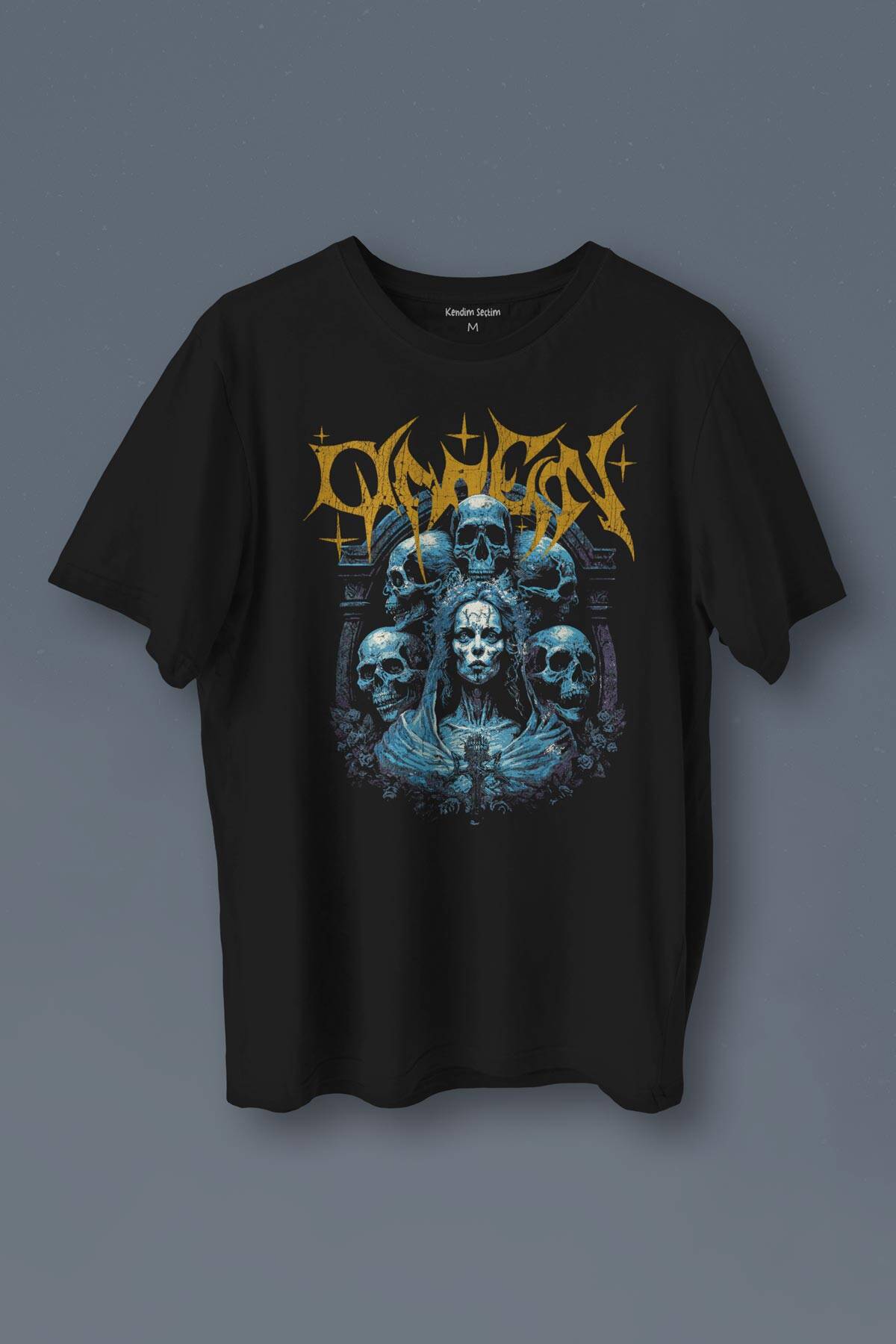 Omen Gotik Skull Gothic Corpse Bride Baskılı Siyah Unisex Tişört