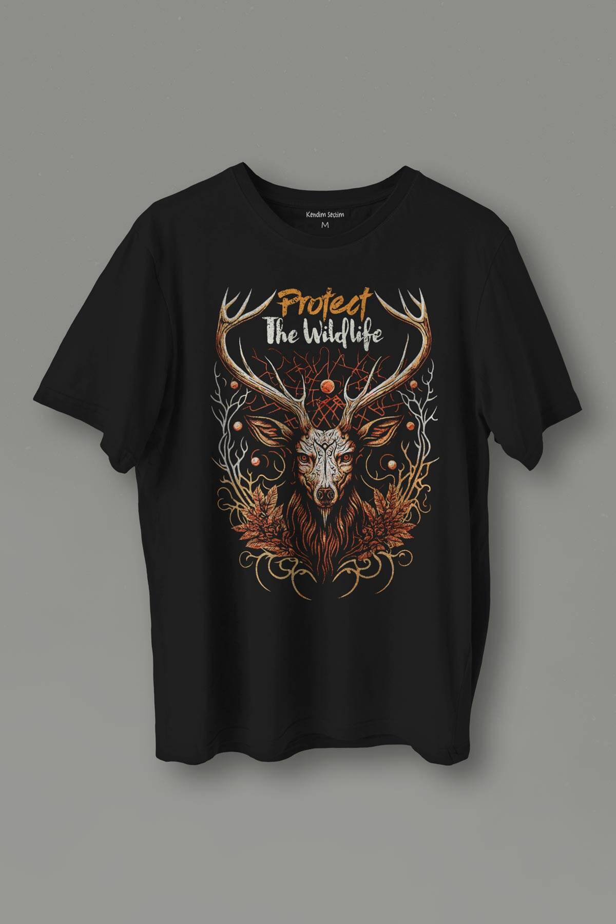 Protect The Wildlife The Deer Nature Outdoor Doğa Geyik Baskılı Siyah Unisex Tişört