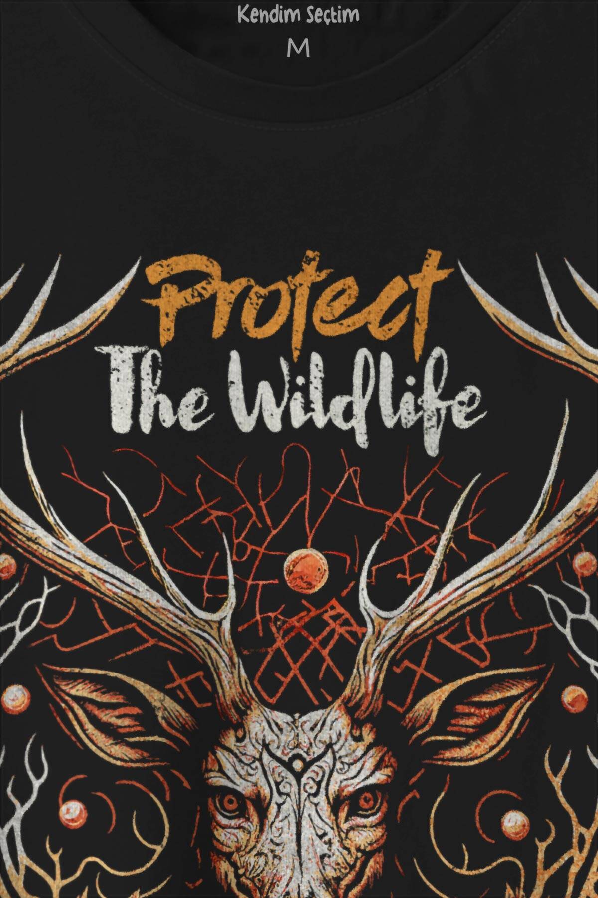 Protect The Wildlife The Deer Nature Outdoor Doğa Geyik Baskılı Siyah Unisex Tişört (1)