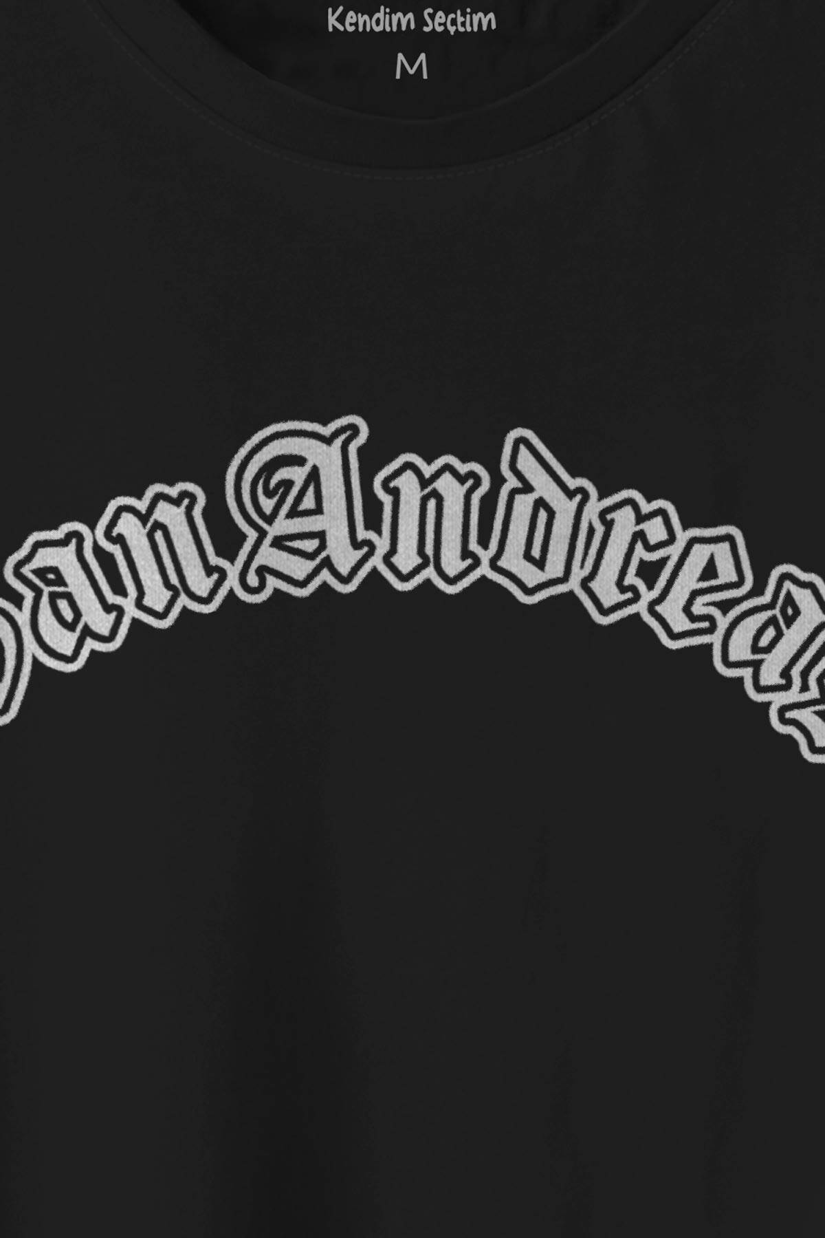 San Andreas Tipografi Siyah Baskılı Unisex Tişört - 2