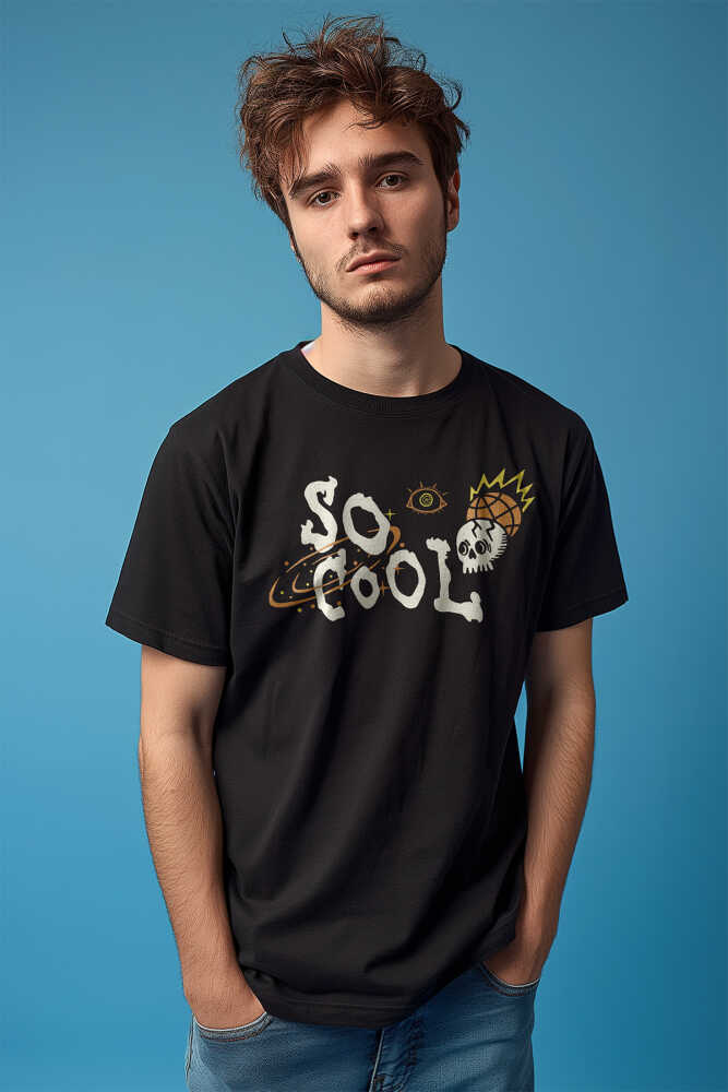 Skull Logo Y2k Kuru Kafa Galaksi Uzay Galaxy Siyah Baskılı Unisex Tişört