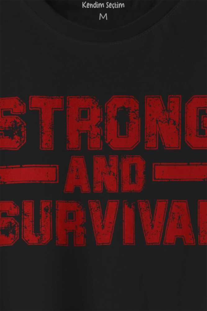 Spor SAS Strong And Survival Yazı Siyah Baskılı Unisex Tişört (1)