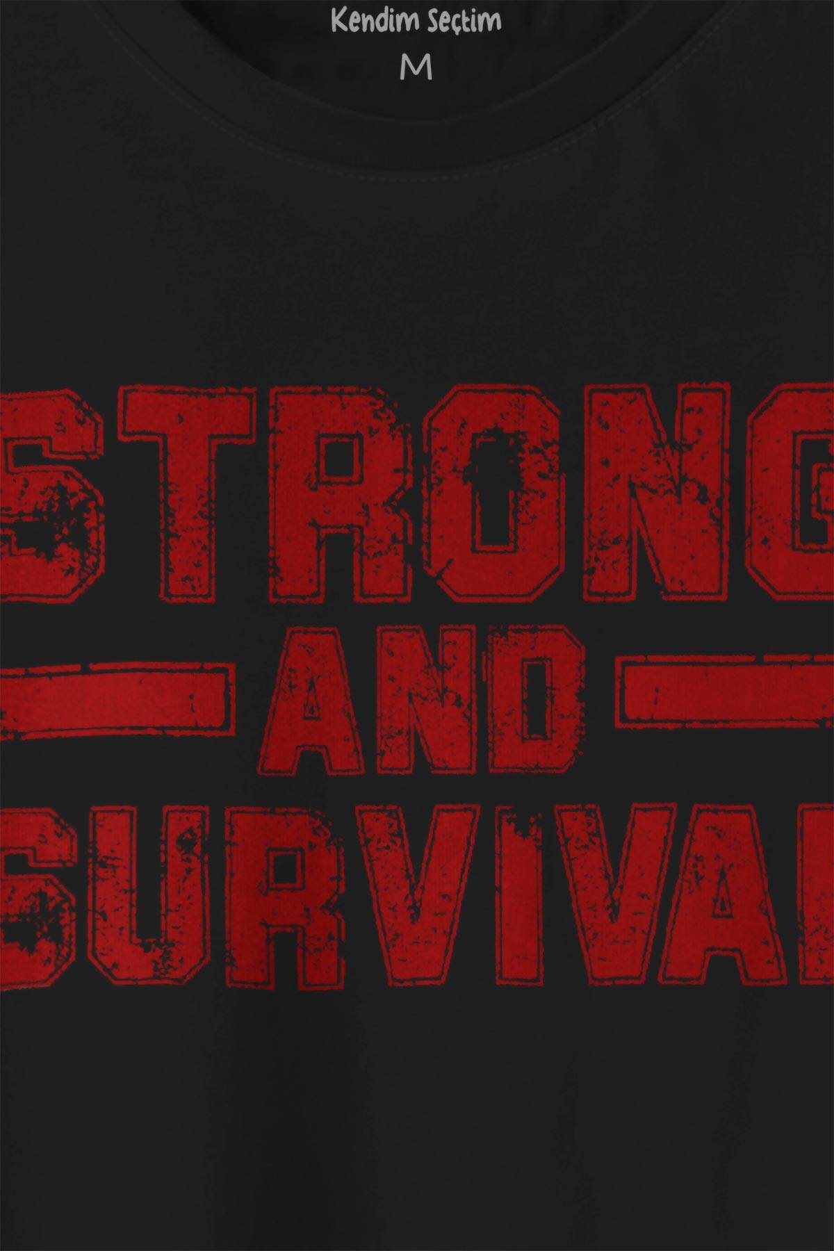 Spor SAS Strong And Survival Yazı Siyah Baskılı Unisex Tişört - 2