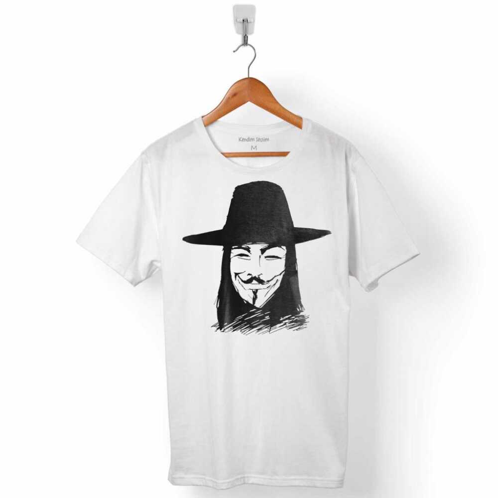 V For Vendetta Mask Erkek Tişört