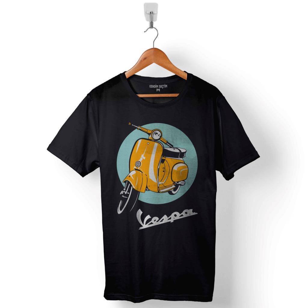 Vespa Club Logo Klasik Scooter Motosiklet Baskılı Tişört Unisex