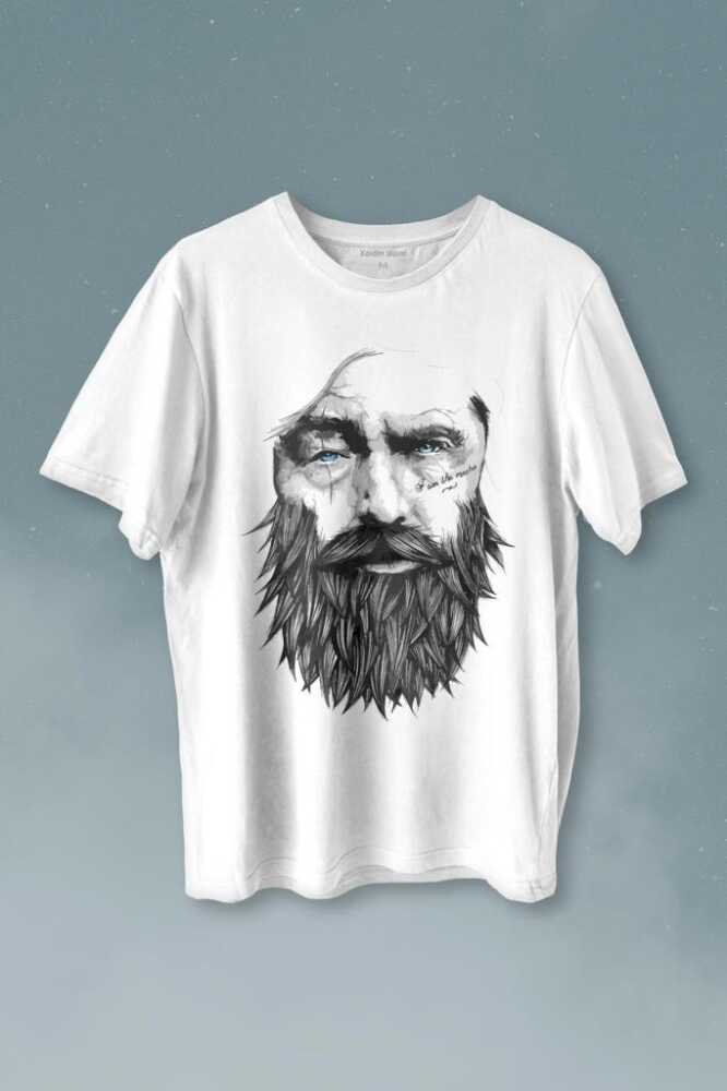 Viking Berber Saç Deseni Hair Design 1902 Baskılı Tişört Unisex