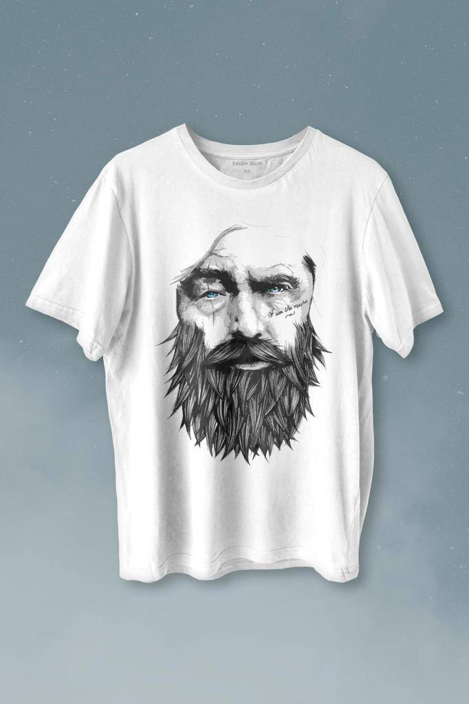 Viking Berber Saç Deseni Hair Design 1902 Baskılı Tişört Unisex