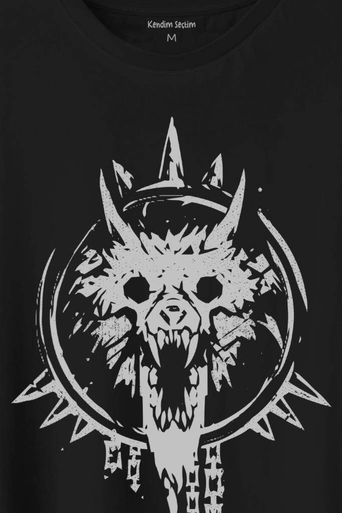Viking Fenrir Wolf Head Vikings Kurt Kafa Baskılı Tişört Unisex (1)
