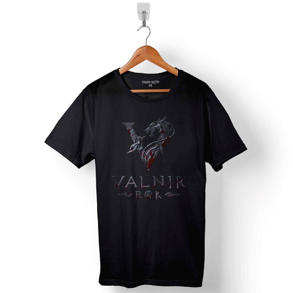 Vikings Blood Valnir Rok Logo Skull Head Vikingler Baskılı Tişört Unisex
