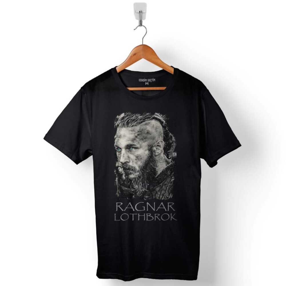Vikings Ragnar Lothbrok Logo Skull Head Vikingler Baskılı Tişört Unisex