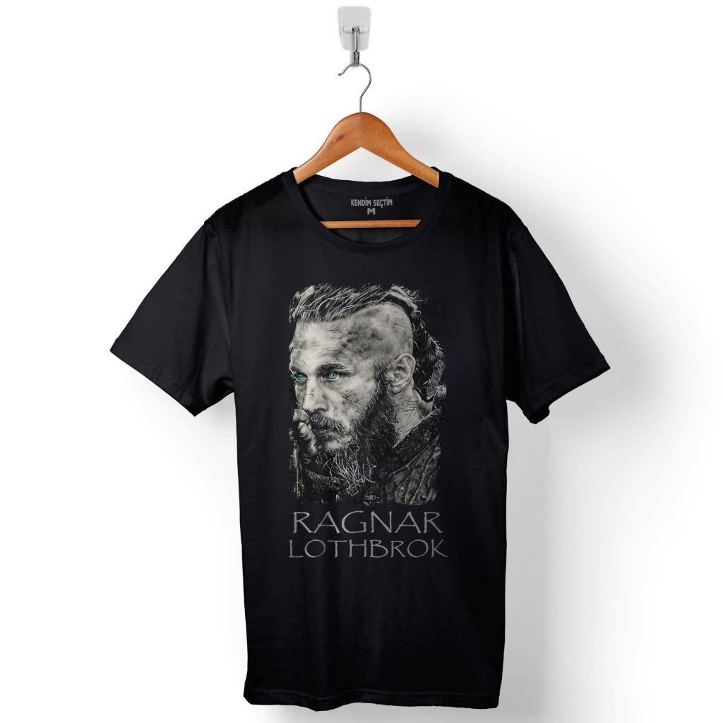 Vikings Ragnar Lothbrok Logo Skull Head Vikingler Baskılı Tişört Unisex